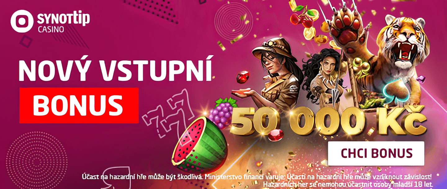 Vstupní bonus v online casinu SynotTip