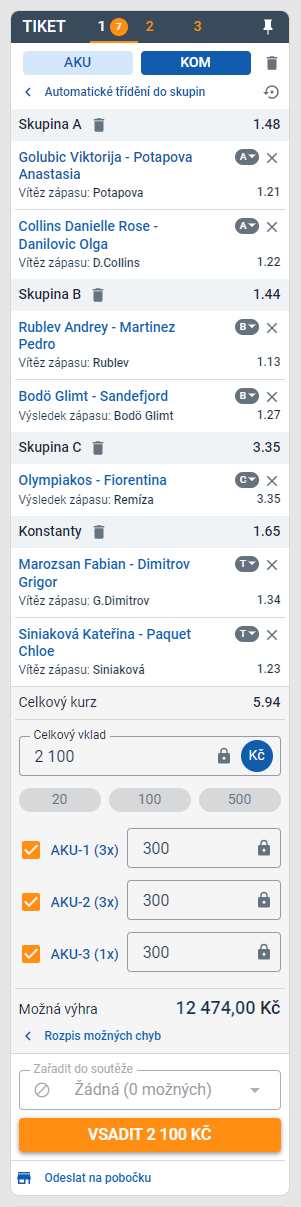 Konstanty na rozpisovém tiketu u Tipsportu