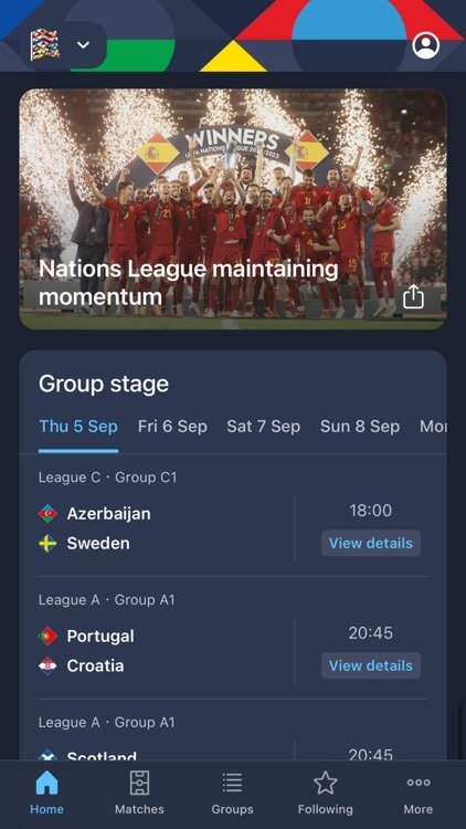 Oficiální mobilní aplikace UEFA Nations League