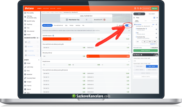 Bet Builder sázka v sázkové kanceláři Betano