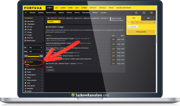 HOTOVKY v sázkové kanceláři Fortuna