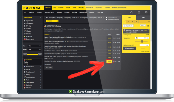TIP na HOTOVKU v sázkové kanceláři Fortuna