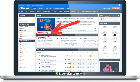 Speciální nabídka v sázkové kanceláři Tipsport